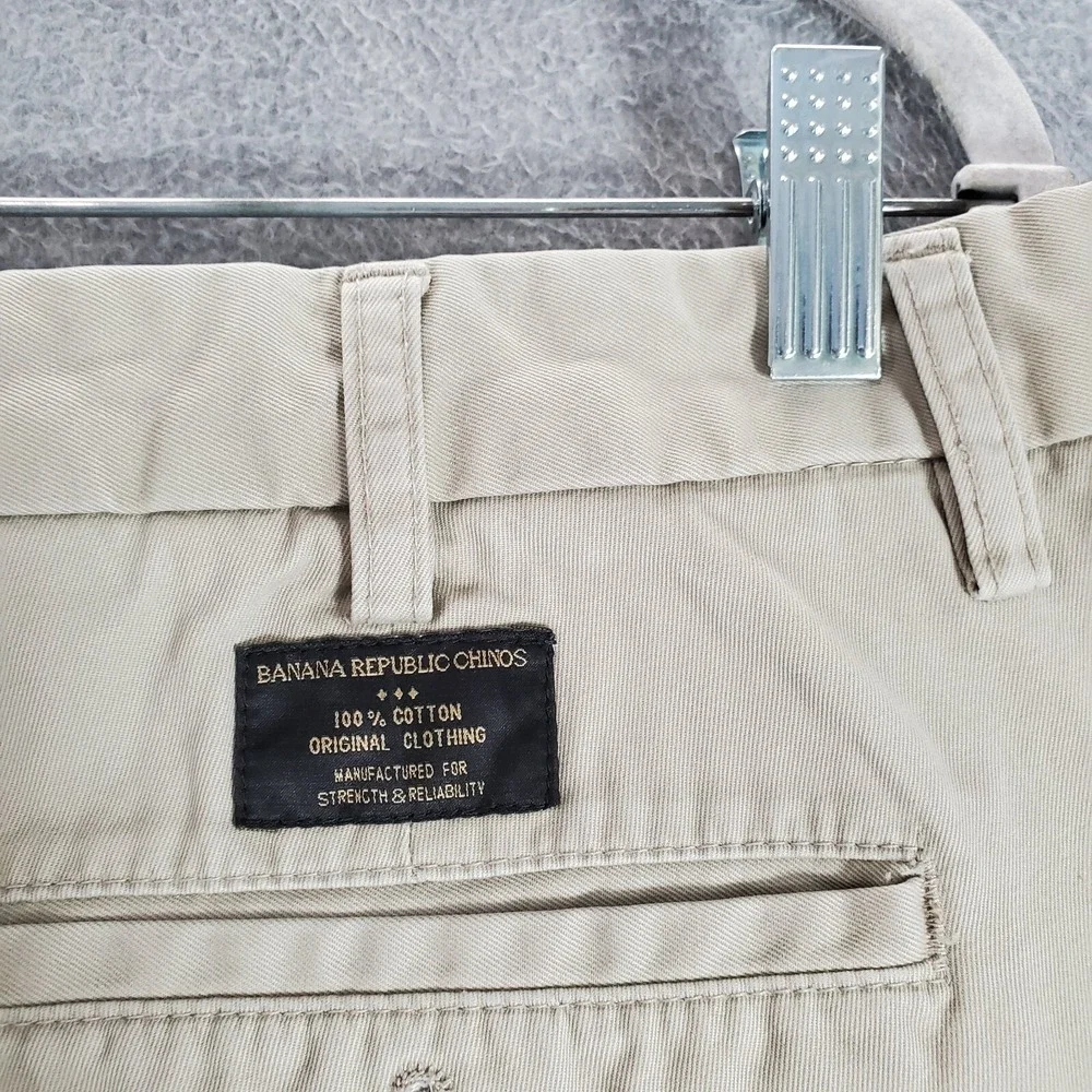 Banana Republic Men Pants 38x32 Beige‎ Straight Fit Gavin Chino Slash Pockets
